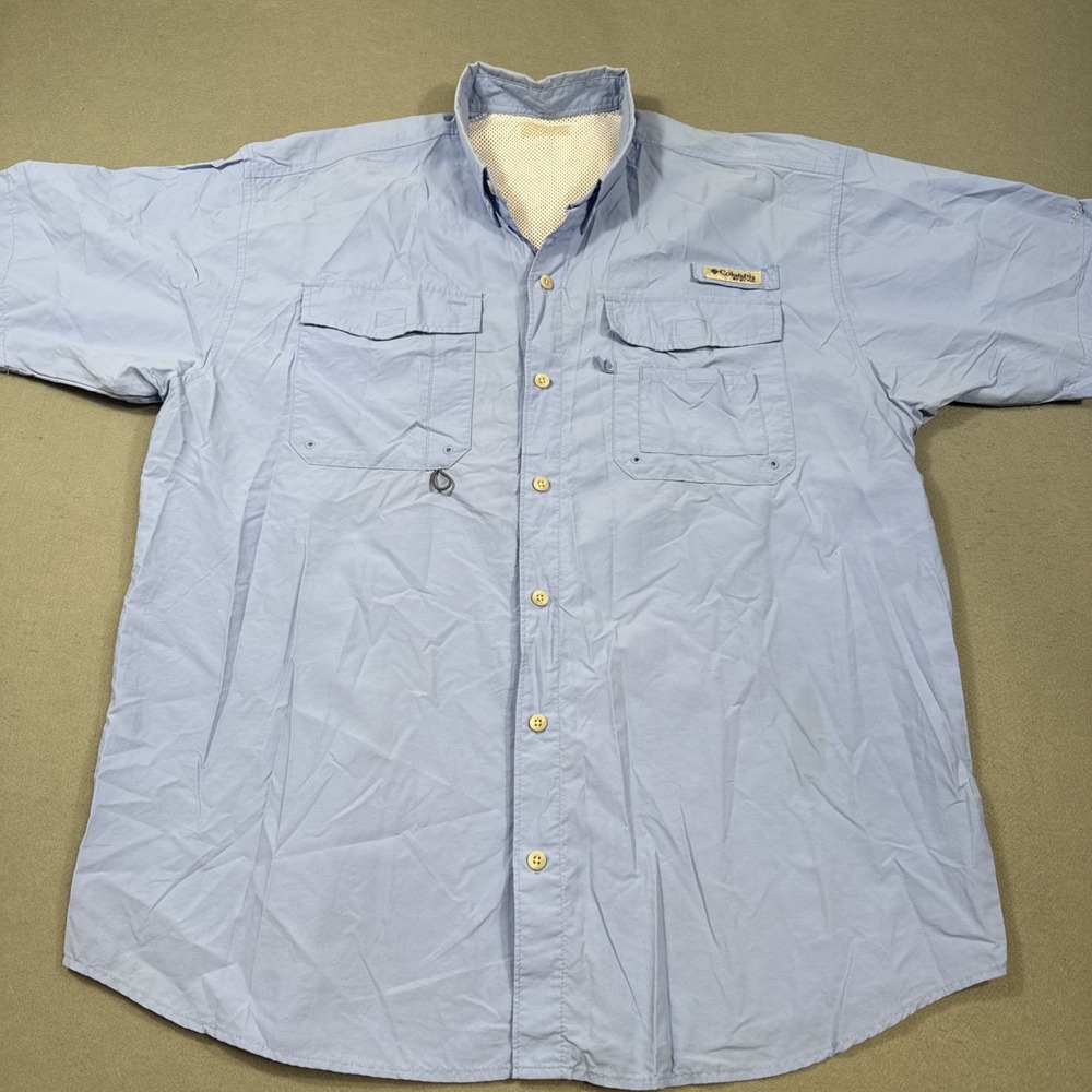 Columbia Omni-Shade Men's XXL NO TAG  L/S Shirt Sun Protection Fishing BLUE